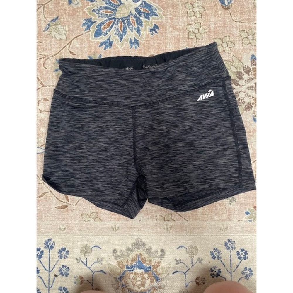 Avia Womens XS Black Grey Space Dye Athletic Running Yoga Shorts